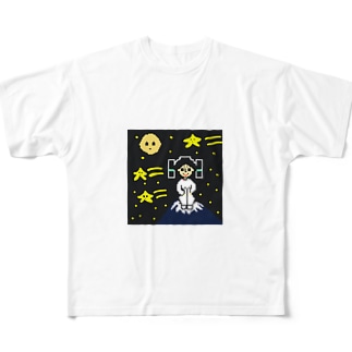 弥生ボーイくん夜の富士山の上でひと休み All-Over Print T-Shirt