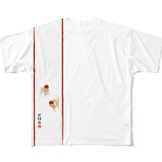 【金魚】　丹頂～朱漆～ All-Over Print T-Shirt