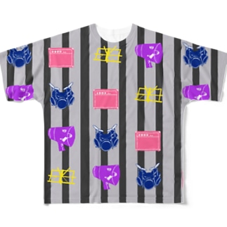 ROCK HEAD総柄-stripe All-Over Print T-Shirt