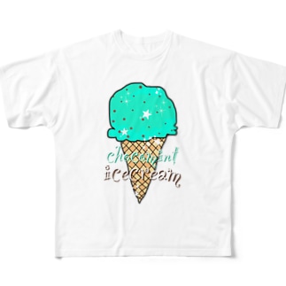チョコミントアイスクリーム All-Over Print T-Shirt