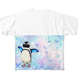 ケープペンギン「ちょうちょ追っかけてたらまいごになっちゃった…」 All-Over Print T-Shirt