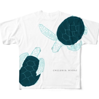おやすみウミガメ〈カラー〉 All-Over Print T-Shirt