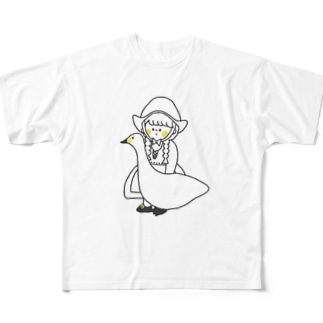 女の子と白鳥 All-Over Print T-Shirt
