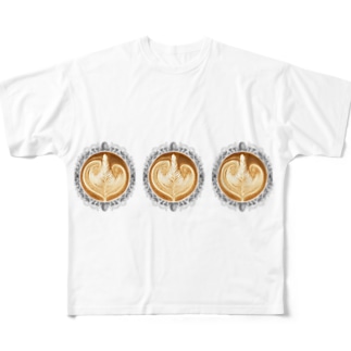 【Lady's sweet coffee】ラテアート エレガンスリーフ ～2杯目～ All-Over Print T-Shirt