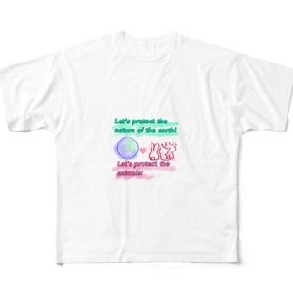 地球の自然と動植物たちを守ろう！！ All-Over Print T-Shirt