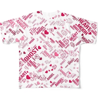 エンジェル＆ゴースト♥タイポグラフィ（白） All-Over Print T-Shirt