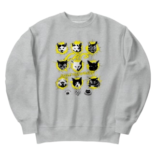 猫が世界を支配する9FACES（黄） Heavyweight Crew Neck Sweatshirt
