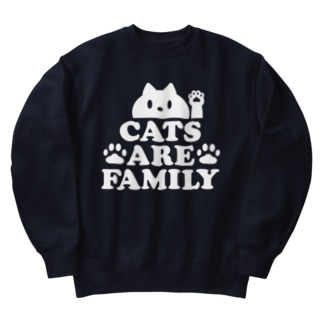 猫は家族・白・CATS ARE FAMILY・キャット・ファミリー・ネコ・文字・メッセージ・かわいい・ネコグッズ・ニャンコネコアイテム Heavyweight Crew Neck Sweatshirt