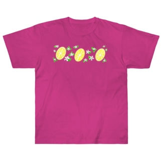 スライスレモンとレモンの花 Heavyweight T-Shirt
