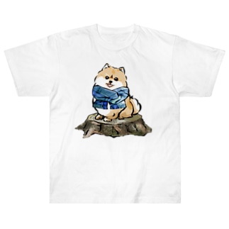 マフラー犬　ポメラニアン Heavyweight T-Shirt