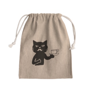 喫茶・髭猫ロゴマーク① Mini Drawstring Bag