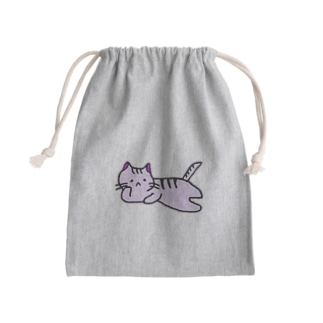 ごろごろねこ（紫） Mini Drawstring Bag
