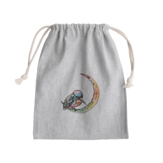 Kingfisher on the moon【colorful】 Mini Drawstring Bag