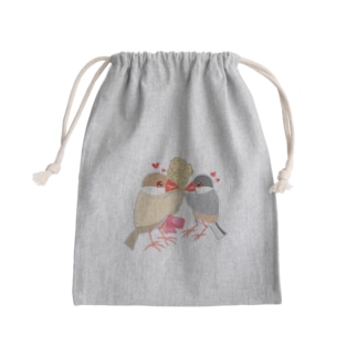 粟穂をプレゼント シルバー&シナモン文鳥 Mini Drawstring Bag