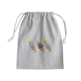 アイスと文鳥ず① Mini Drawstring Bag