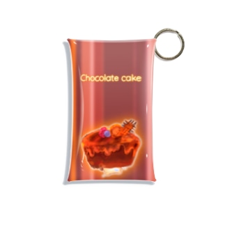 《フード02》*チョコレートケーキ*赤ストライプ Mini Clear Multipurpose Case