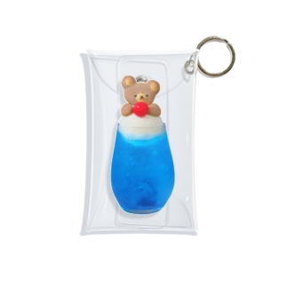 クマのクリームソーダ青色 Mini Clear Multipurpose Case