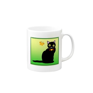 黒猫と蝶々 Mug
