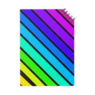 ネオンカラーっぽいグラデーションストライプ Notebook