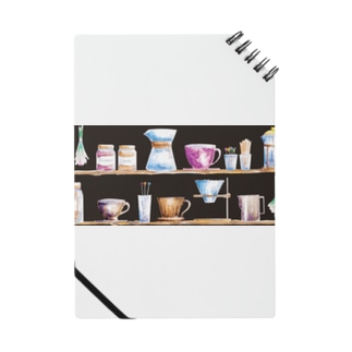 レトロ水彩カフェのコーヒー器具棚/アンティーク ～Alley～ Notebook