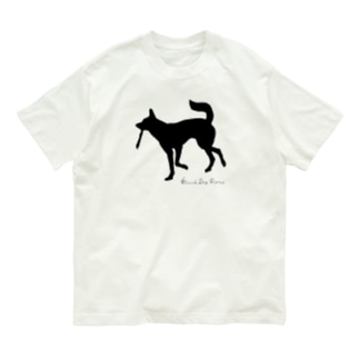 黒い犬と棒 Organic Cotton T-Shirt