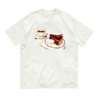 チョコケーキと珈琲のセット Organic Cotton T-Shirt