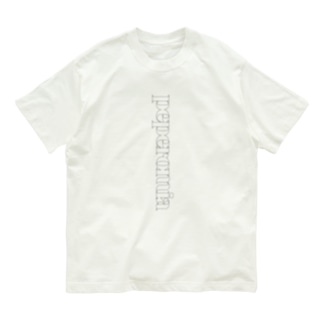 peperomia 縦ロゴT (ブラック) Organic Cotton T-Shirt