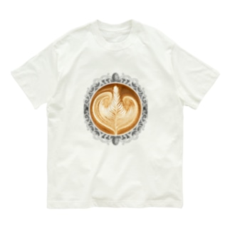【Lady's sweet coffee】ラテアート エレガンスリーフ Organic Cotton T-Shirt