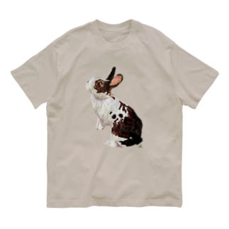 フワフワうさぎ（茶ぶち） Organic Cotton T-Shirt