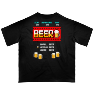 【バックプリント】レトロゲーム風なビール Oversized T-Shirt
