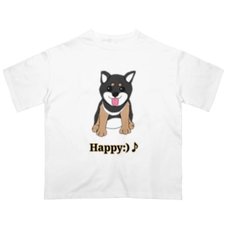 うるうる黒柴犬ちゃん 英語ロゴ Oversized T-Shirt