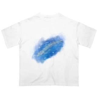 いきものイラスト（シロナガスクジラ） Oversized T-Shirt