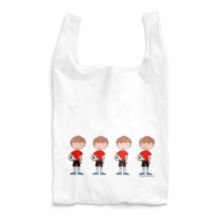 サッカーボールと少年　4人（カラー） Reusable Bag