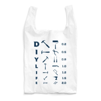 DIY LIFE【視力検査表パロディ】ネイビー Reusable Bag