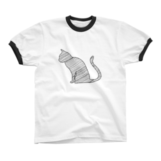 線の猫 Ringer T-Shirt