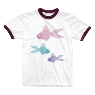 金魚３匹 くすみパステル Ringer T-Shirt