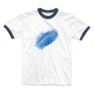いきものイラスト（シロナガスクジラ） Ringer T-Shirt