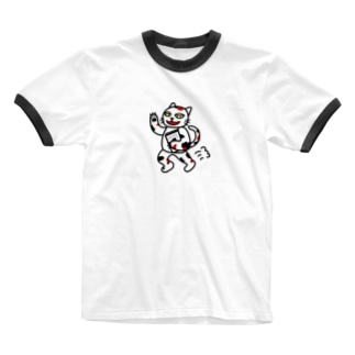 【前田デザイン室 ニャン-T プロジェクト】仕事できる猫じゃみぃ Ringer T-Shirt