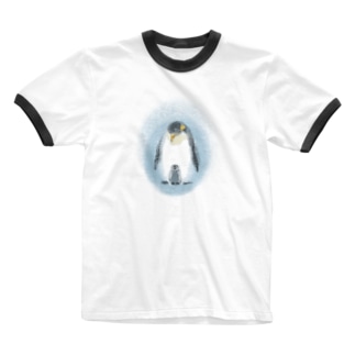 いきものイラスト（皇帝ペンギンの親子） Ringer T-Shirt