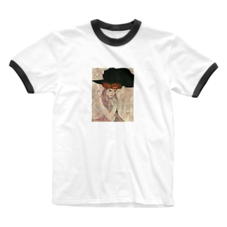 グスタフ・クリムト / 1910 / The Black Feather Hat / Gustav Klimt Ringer T-Shirt