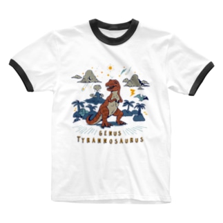 （薄色用）ティラノサウルス Ringer T-Shirt
