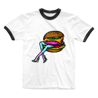 ハンバーガー天国　ハッピージャンクフード　 Ringer T-Shirt