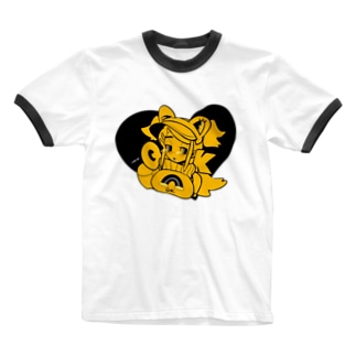 愛のQKちゃん(黄×黒) Ringer T-Shirt