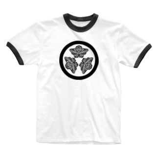 動物家紋。H.T.（三つ蔦スズメ） Ringer T-Shirt