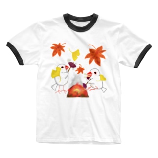 落ち葉と焼き芋と文鳥ず Ringer T-Shirt