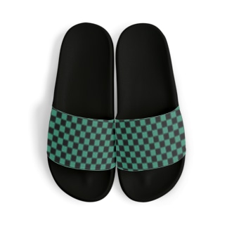市松模様サンダル(黒緑) Sandals