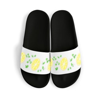 スライスレモンとレモンの花 Sandals