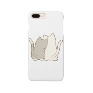 仲良し猫の背中　灰白&白 Smartphone Case
