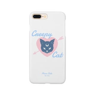 【MOON SIDE】 Creepy Cat #White*Blue Smartphone Case