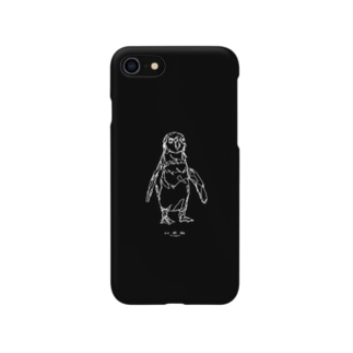 左手で描いたペンギン 黒ver.ハードカバー Smartphone Case